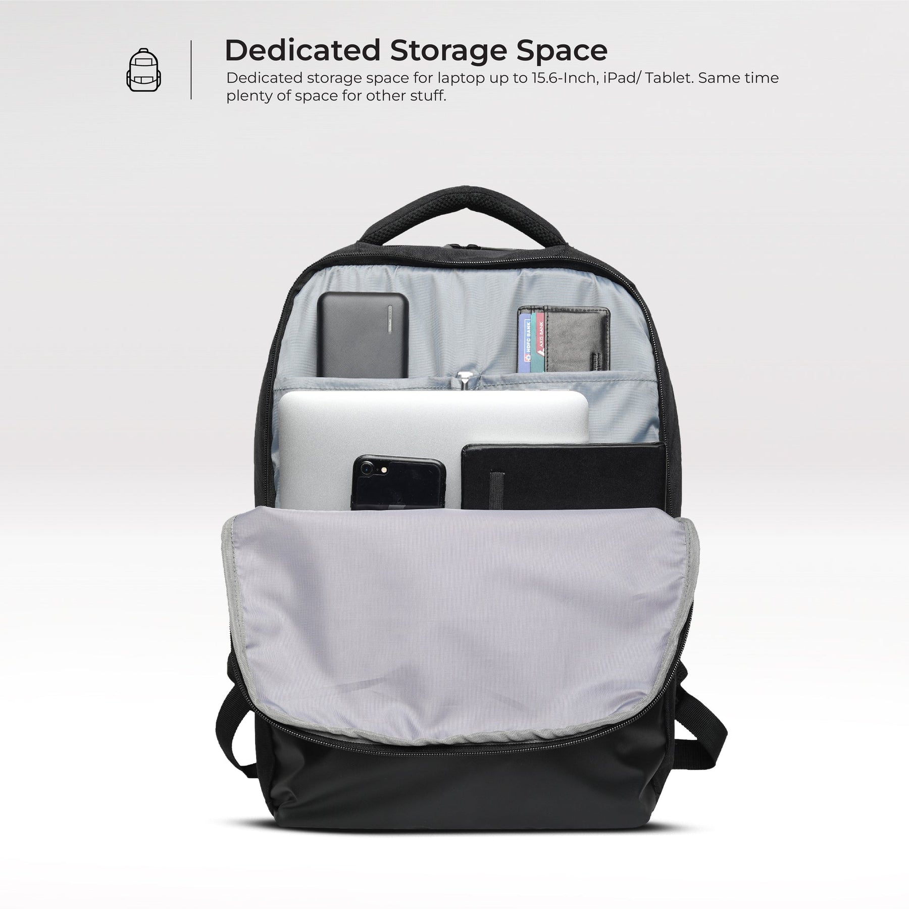 URBAN WOLF Business Casual 30L Dual Compartment Water Resistant Laptop Backpack (BLACK)