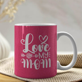 Love My Mom Red Ceramic Coffee Mug Gift For Mother's Day