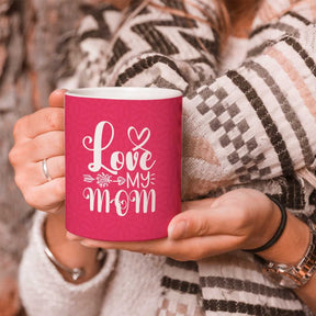 Love My Mom Red Ceramic Coffee Mug Gift For Mother's Day