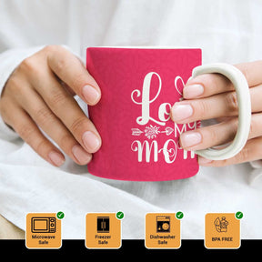 Love My Mom Red Ceramic Coffee Mug Gift For Mother's Day