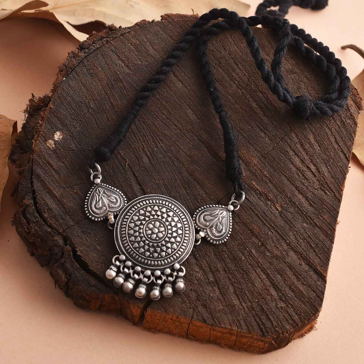 Mandala Dora Silver Oxidised Choker