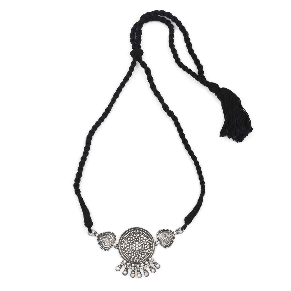 Mandala Dora Silver Oxidised Choker