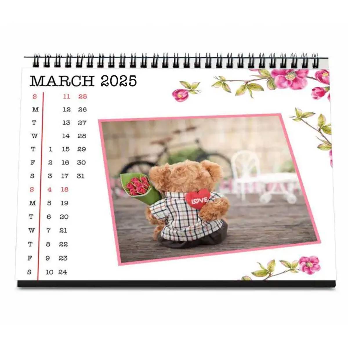 Floral Boarder Personalised Desk Calendar