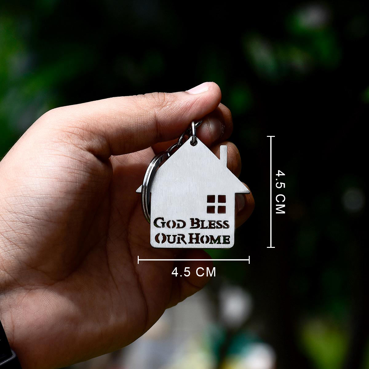 God Bless Our Home Metal Keychain