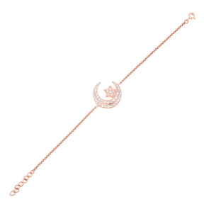 Moon Charm Rose Gold CZ Bracelet