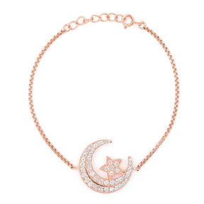 Moon Charm Rose Gold CZ Bracelet