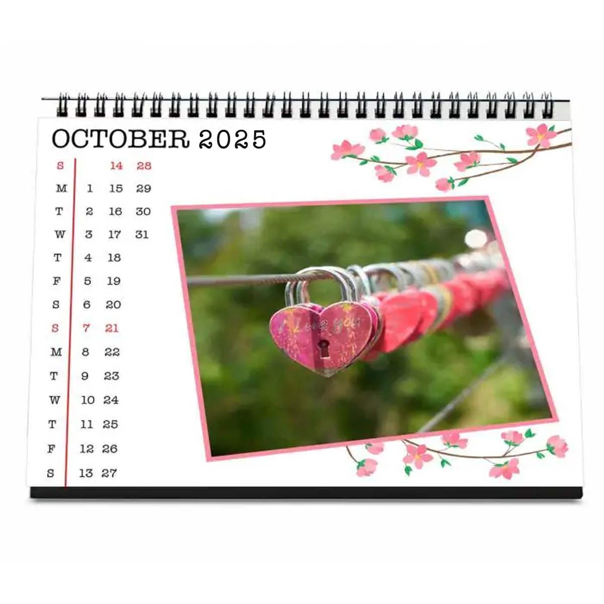 Floral Boarder Personalised Desk Calendar