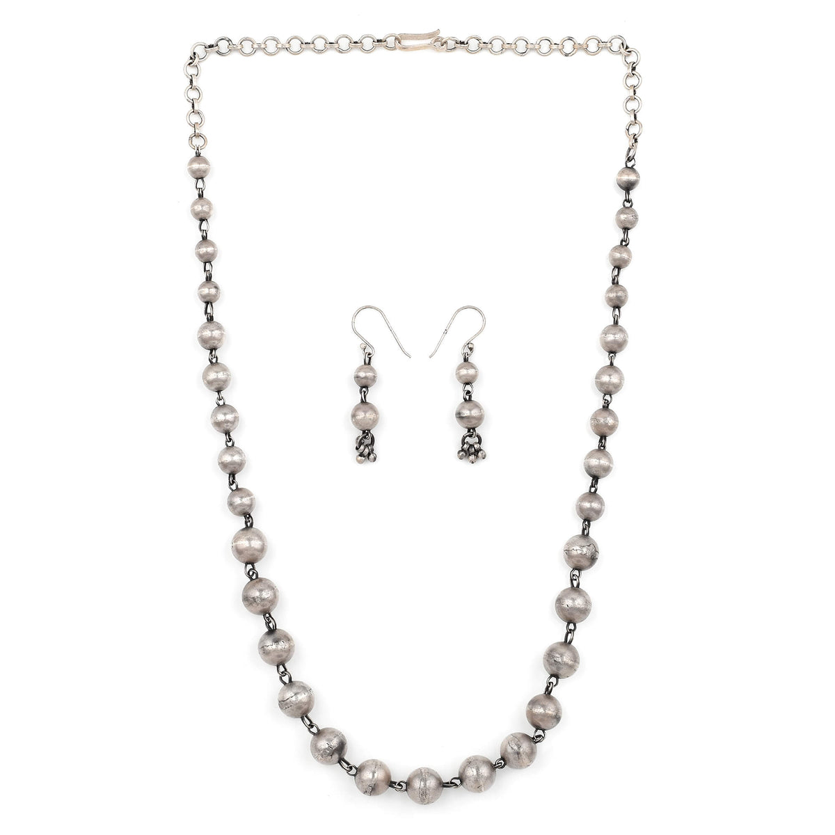Oxidized Silver Bead Necklace Set