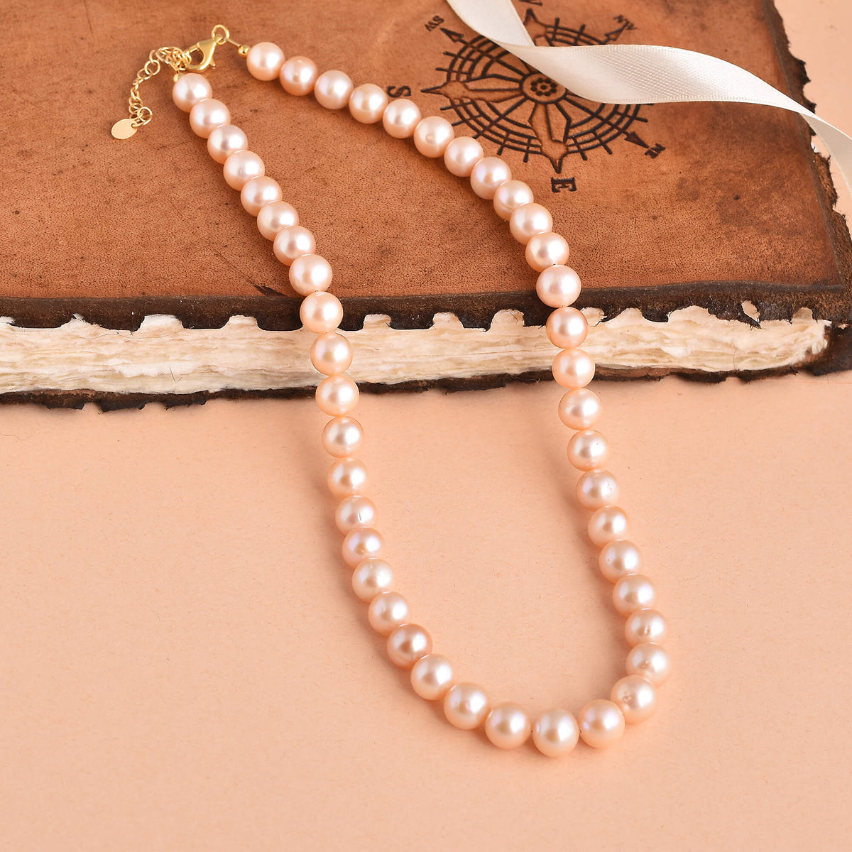 Rose Gold Pearl Necklace-1