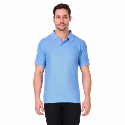 160 GSM Sky Blue Men Collar T Shirt