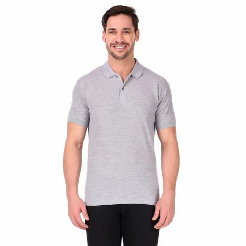 160 GSM Small Grey Men Collar T Shirt