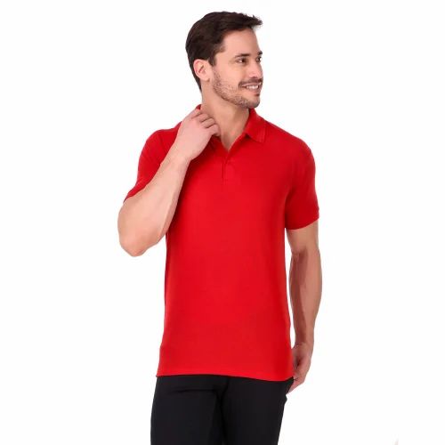 160 GSM Small Red Men Collar T Shirt