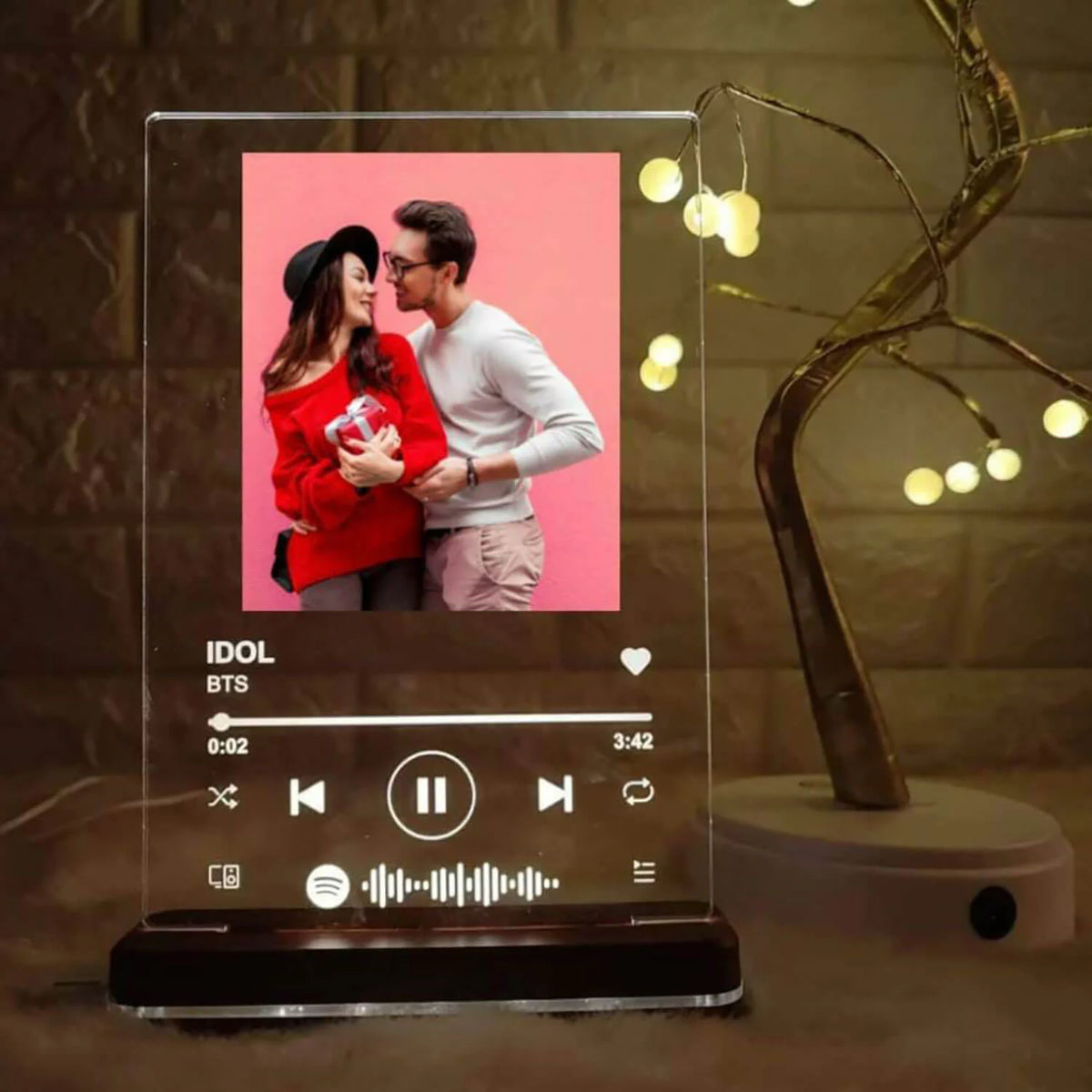 Personalized LED Acrylic Spotify Photo Frame With Light Stand-1