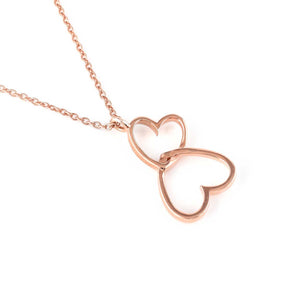 Twin Hearts Rose Gold Silver Pendant