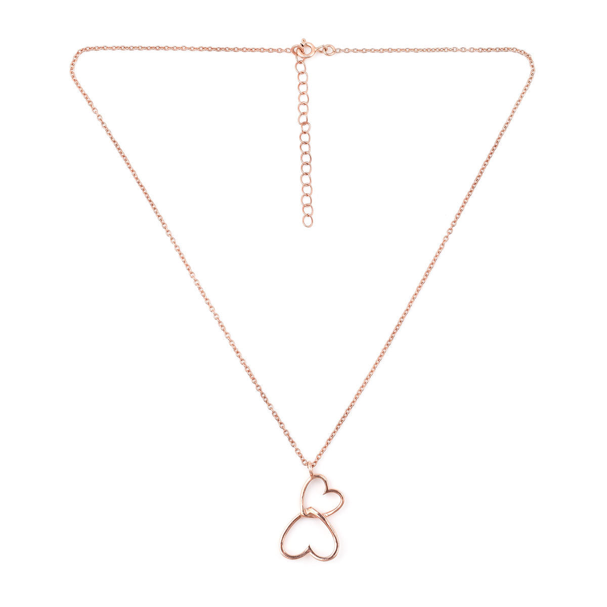 Twin Hearts Rose Gold Silver Pendant-2