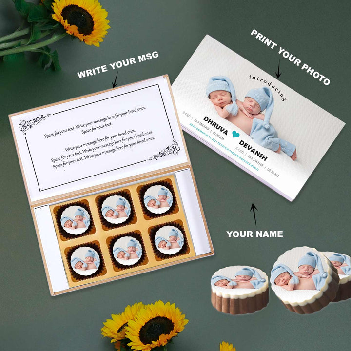 Tiny heart twins announcement personalised Photo Chocolate
