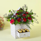 Mixed Flowers With Ferrero Rocher Arrangement