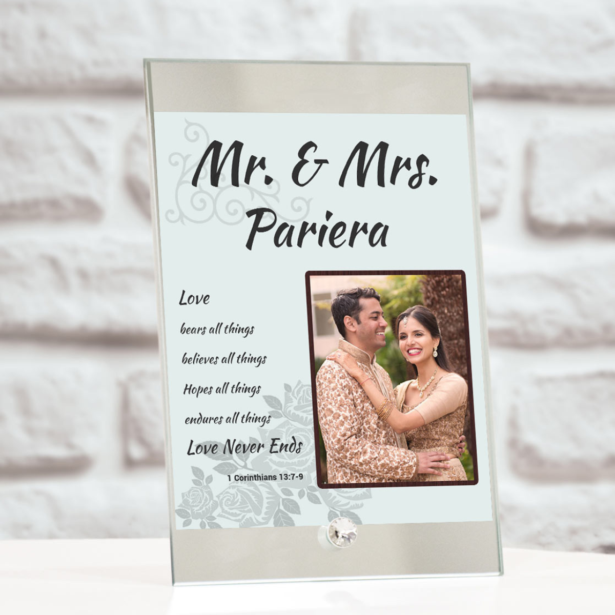 Personalised Love Never Ends Glass Frame