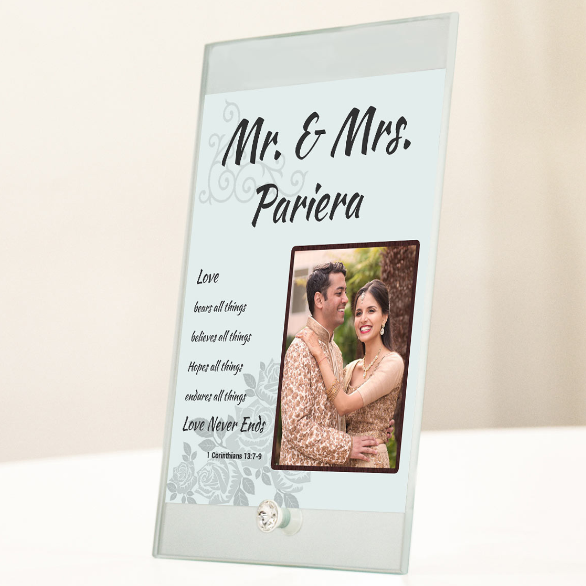 Personalised Love Never Ends Glass Frame
