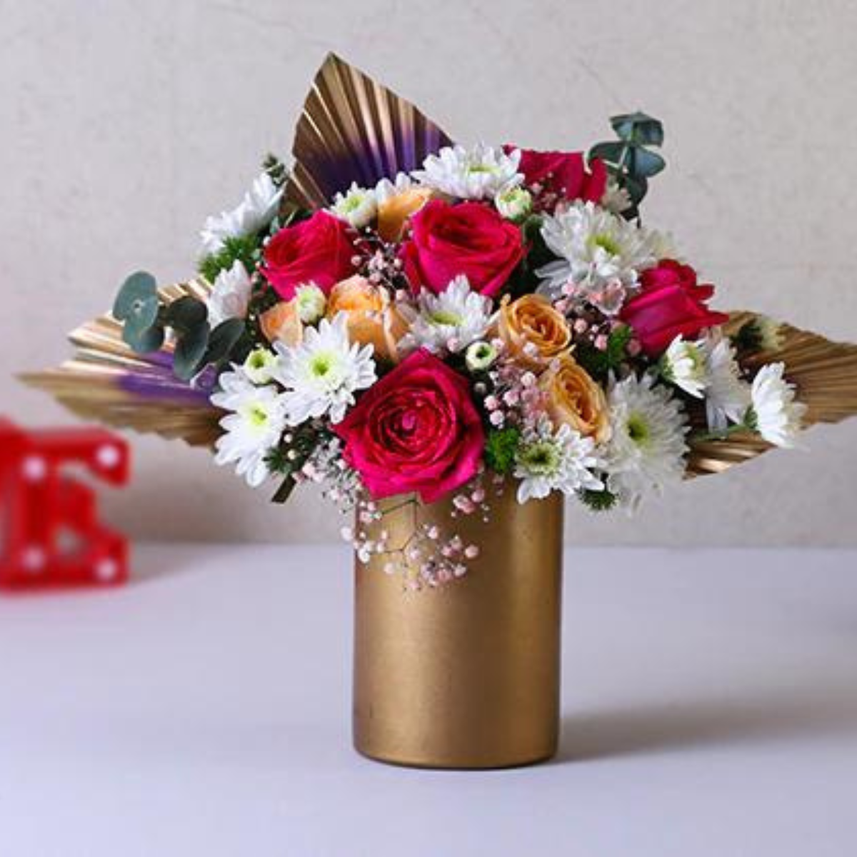 Mixed Flowers Cylindrical Vase Arrangment