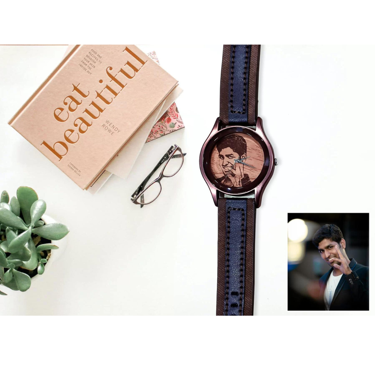 Personalized Engraved Stylish Photo Wrist Watch For Boys or Man