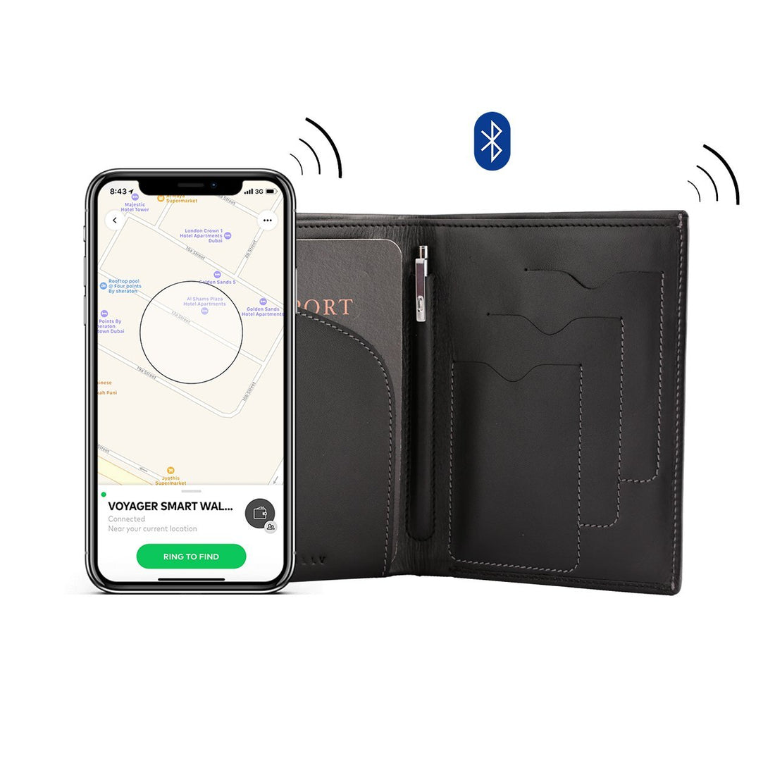 Voyager Leather Wallet + Anti-Lost Electronic Smart Tech