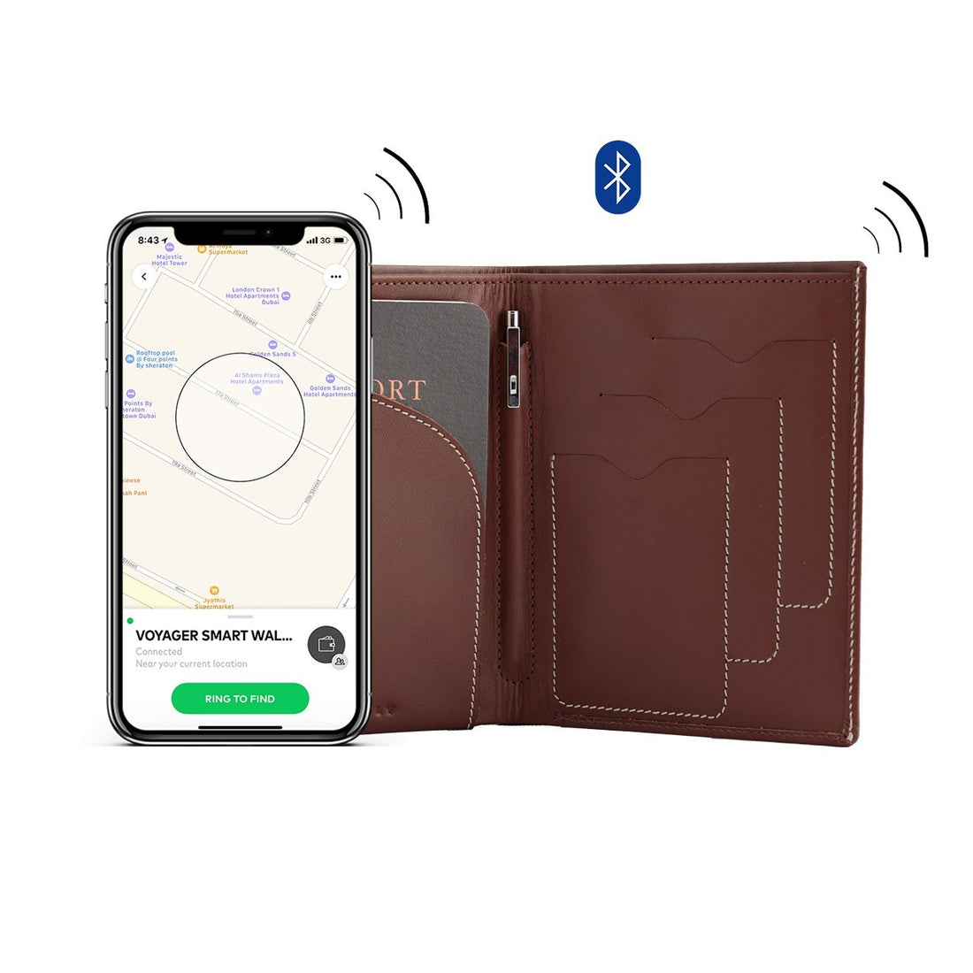 Voyager Leather Wallet + Anti-Lost Electronic Smart Tech