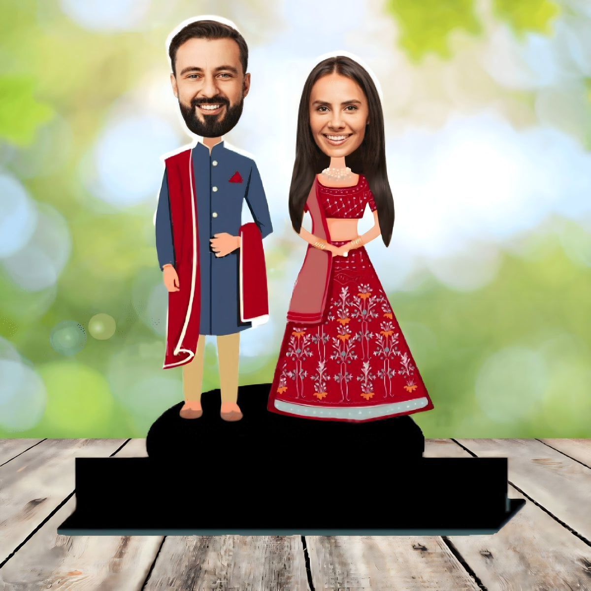 Customized 3D Colorful Caricature With Cute Couple Photo - Wedding Couple