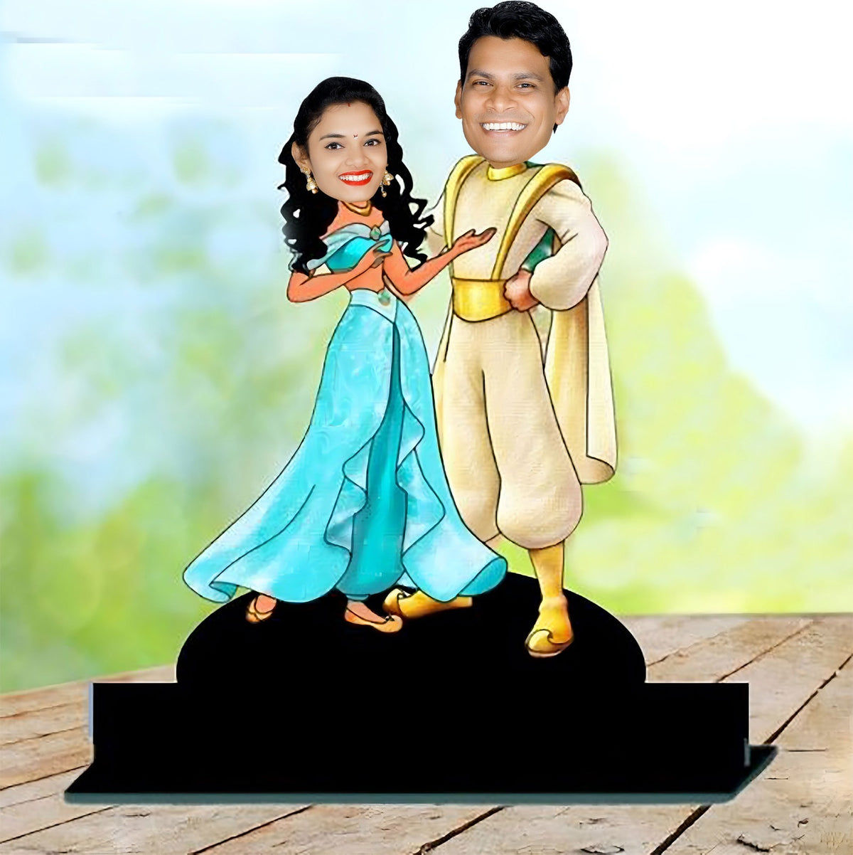 Customized 3D Colorful Caricature With Cute Couple Photo - Aladin