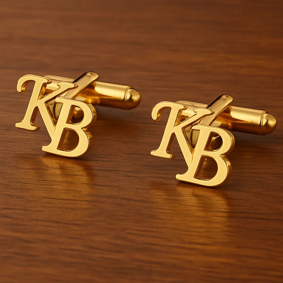 Personalised  Diagonal Metal Initial Cufflinks
