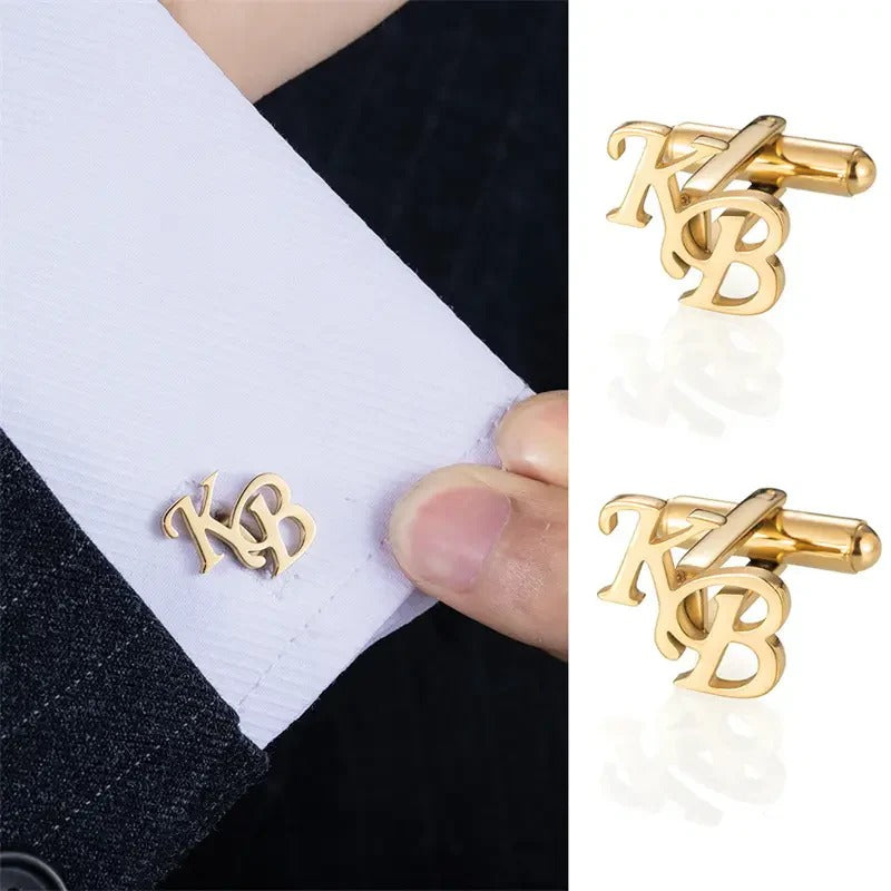 Personalised  Diagonal Metal Initial Cufflinks