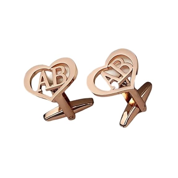 Personalised  Heart Metal Initial Cufflinks