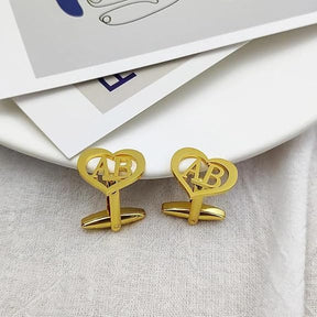 Personalised  Heart Metal Initial Cufflinks