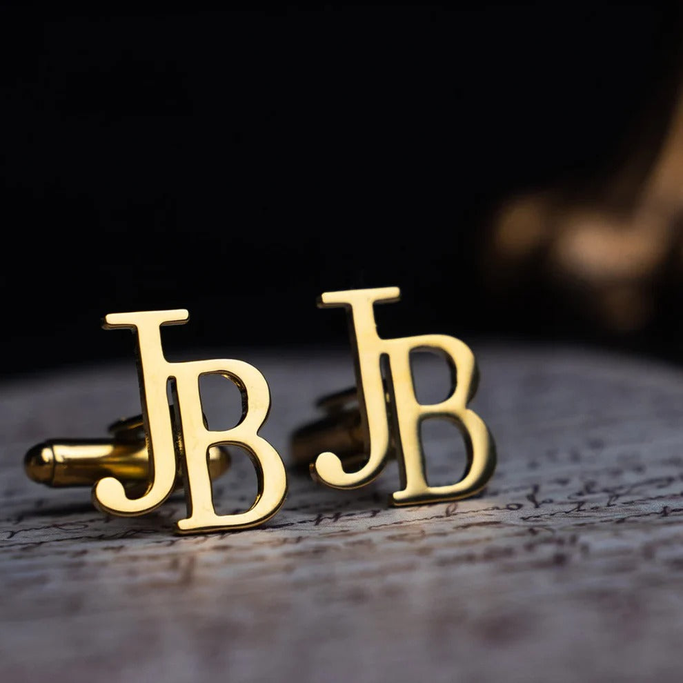 Personalised  Metal Diagonal Initial Cufflinks