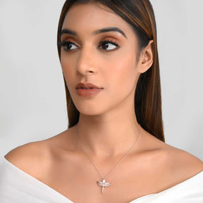 925 Sterling Silver Dragonfly Charm Rose Gold Plated Pendant Gift for Her