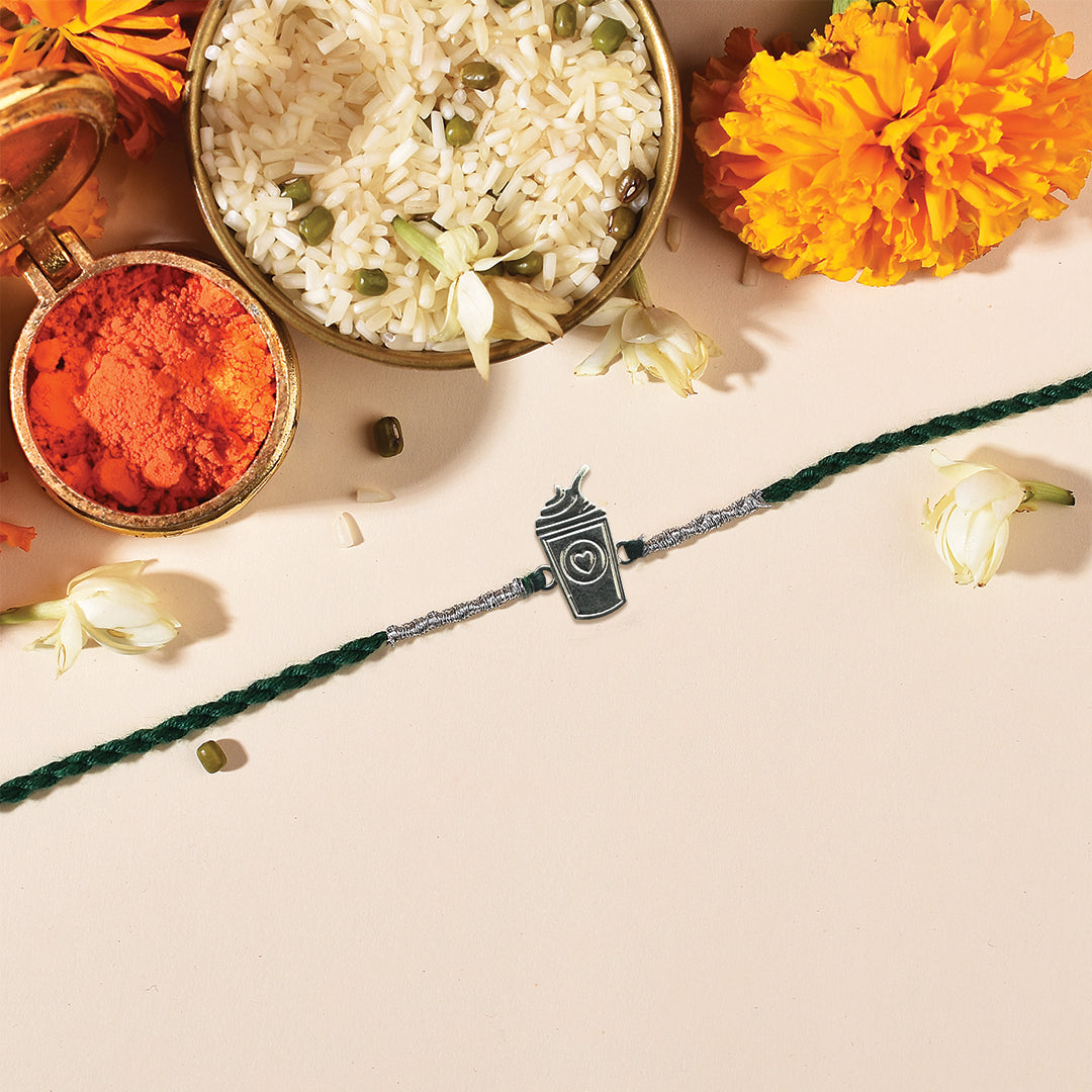925 Sterling Silver Choco Shake Silver Rakhi
