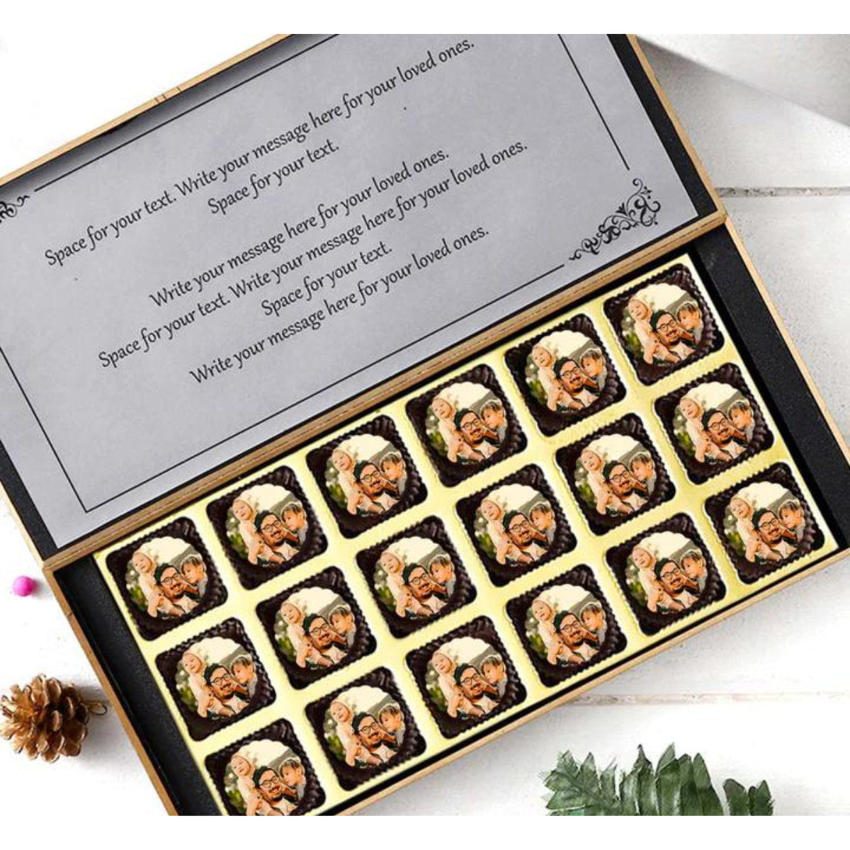 Personalised Dad & Son Shadow Printed Box Of Chocolates