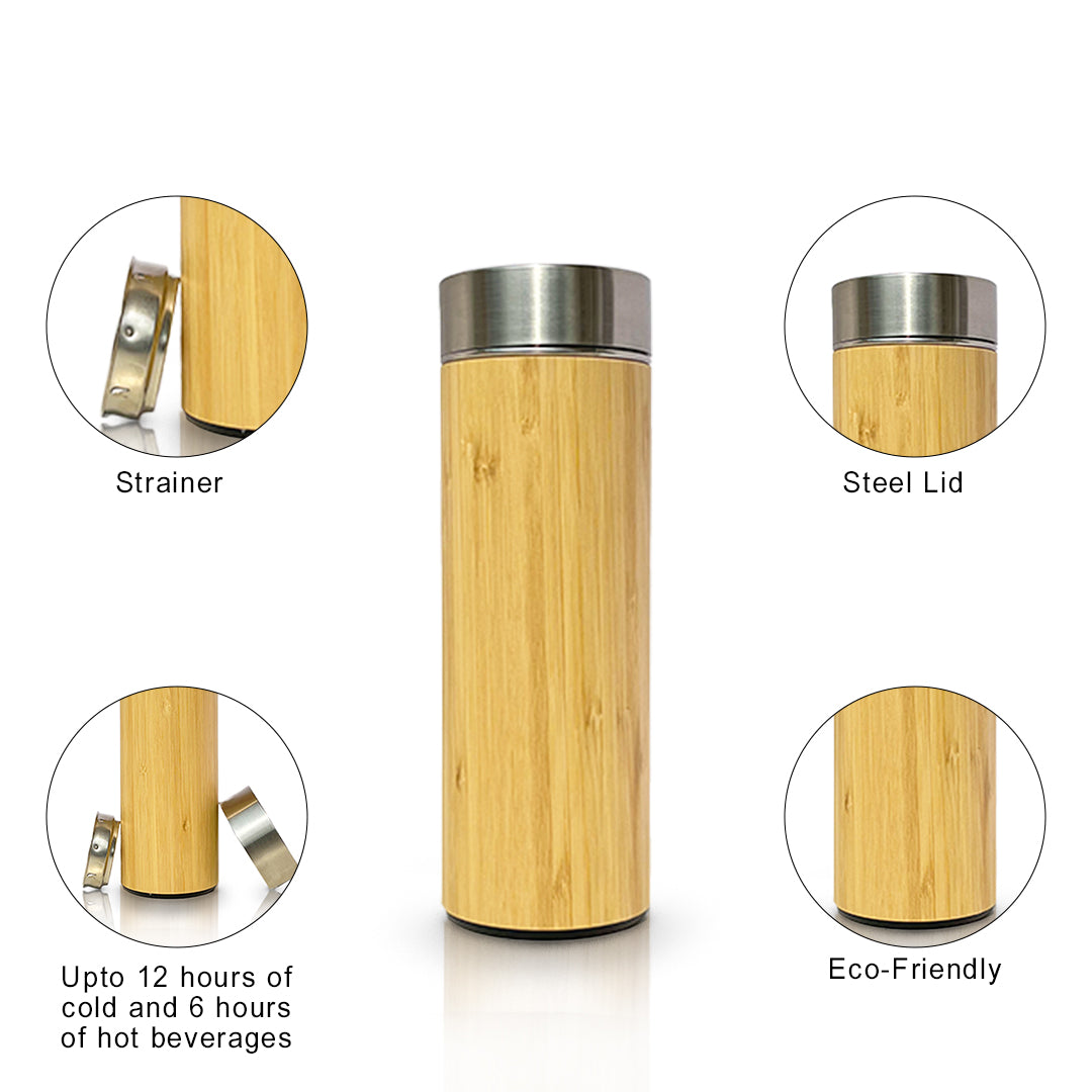 Bamboo bottle plastic base 450 ml