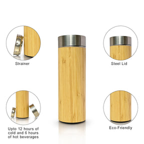 Bamboo bottle plastic base 450 ml