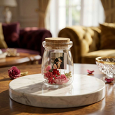 Personalized Glass Memory Jar with Preserved Rose Buds
