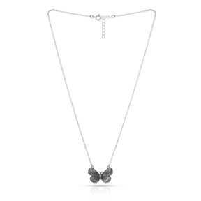 Butterfly Silver Pendant With Loop Chain