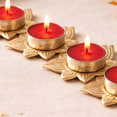 Set of 4 Metallic  Lotus Shape T lite Holders /Plates