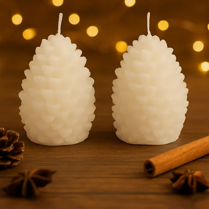 Set Of 2 Pine Cone Candles