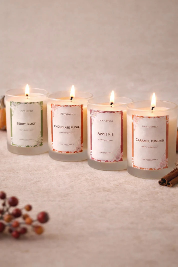 Set of 4 Scented Frosted Glass Soy  Candles