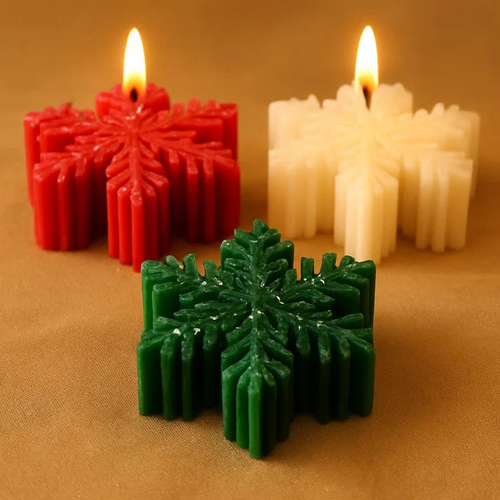 Set Of 3 Snowflakes Candles