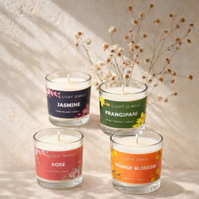 Gift Set Of 4 Floral Fragrance Candle Glass Votives