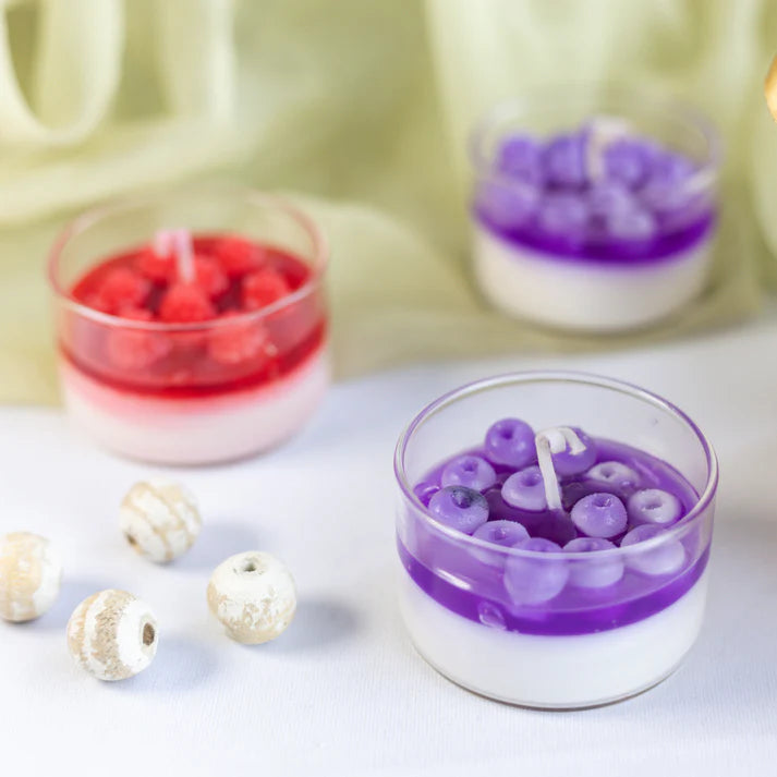 Set Of 1 Raspberry And 2 Blueberry Desert Candle