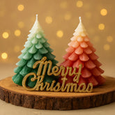 Set Of 2 Shaded Christmas Tree Candles