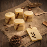 All Organic Beecoco Wax Candle Gift Set Of 4 Small Pillar Candles & One Fragrance Bar In Orange And Clove Blend