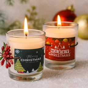 Set Of 2 Scented Christmas Glass Votive Candles